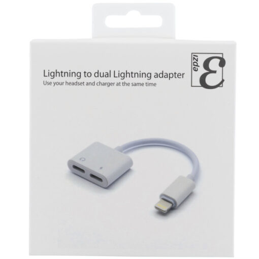 En tredjepartstillverkad lightning aux adapter.