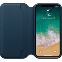 Apple iPhone X Original Läderfodral Folio - Kosmosblå