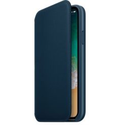 Apple iPhone X Original Läderfodral Folio - Kosmosblå