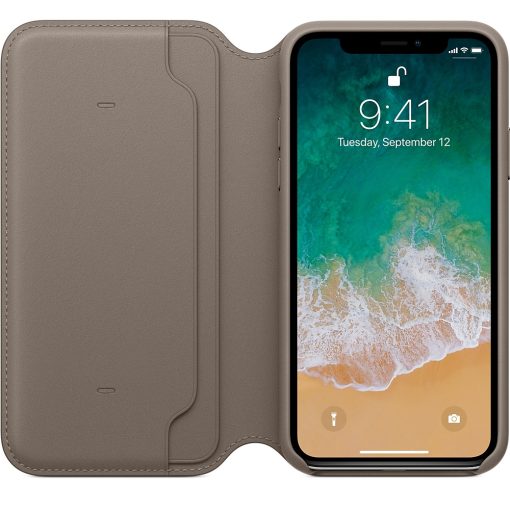 Apple iPhone X Folio Läderfodral Original - Mullvadsgrå