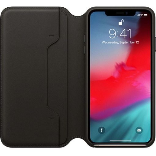 Apple iPhone X Läderfodral Folio Original (Svart)