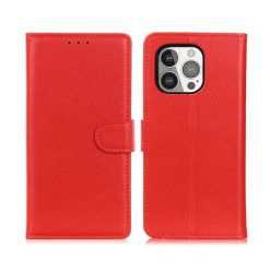 iPhone 13 Pro Flip Stand Läderplånboksfodral - Röd