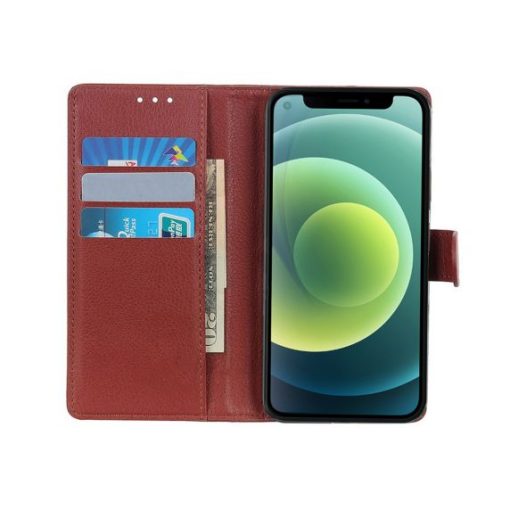 iPhone 13 Läderplånboksfodral i flip stand - Brun - Bild 2