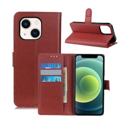 iPhone 13 Läderplånboksfodral i flip stand - Brun - Bild 5