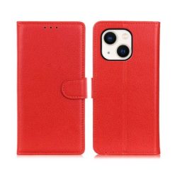 iPhone 13 Läderplånboksfodral med flip stativ - Röd
