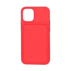 iPhone 13 Mini mjuk silikon stötsäker skal med kortplats - Röd