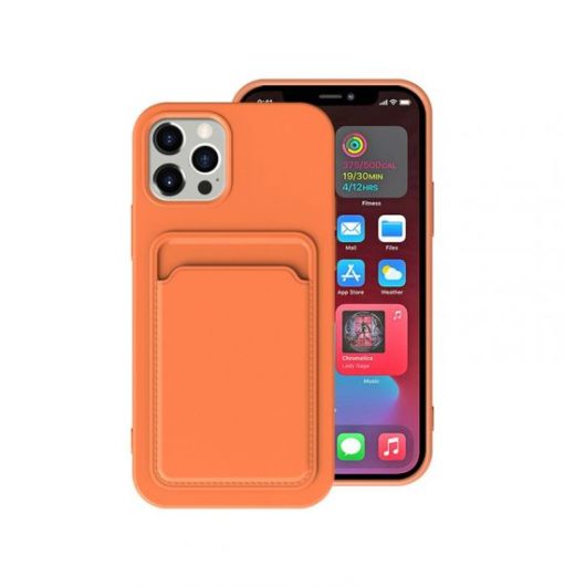 iPhone 13 Pro mjuk silikon stötsäker skal med plånbok kortplats - Orange