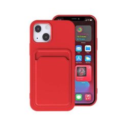 iPhone 13 Soft Silikon stötsäkert skal med kortplats - Röd