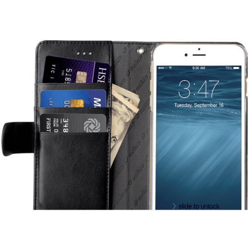 Melkco Plånboksfodral för Plus-modeller av iPhone 6/6S/7/8 - Svart