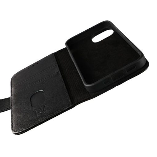 iPhone 13 Mini Plånboksfodral Genuint Läder - Svart - Bild 2