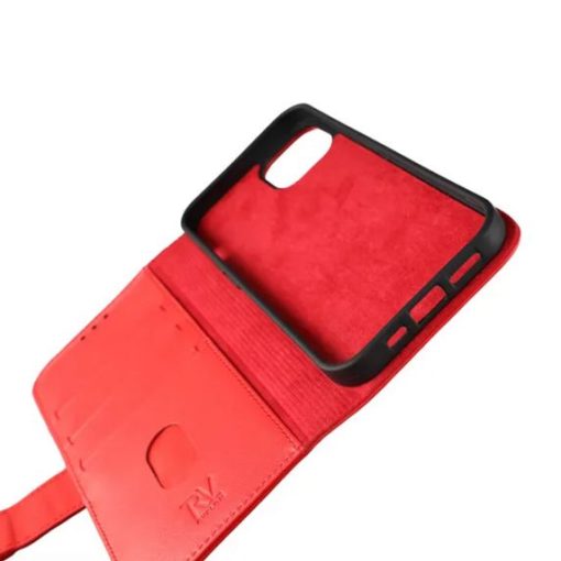 iPhone 13 Pro Max Plånboksfodral Genuint Läder - Röd