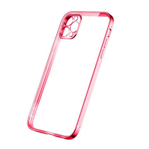 iPhone 12 Pro Max Skal med Kameraskydd - Röd/transparent