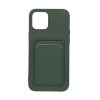 iPhone 12 Pro Max Silikonskal med Korthållare - Militärgrön