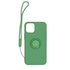 iPhone 12 Pro Max Silikonskal med Ringhållare och Handrem - Grön