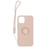 iPhone 12 Pro Max Silikonskal med Ringhållare och Handrem - Rosa
