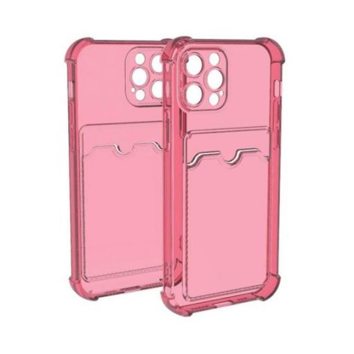 iPhone 12 Pro Max Shockproof Skal med Korthållare - Rosa