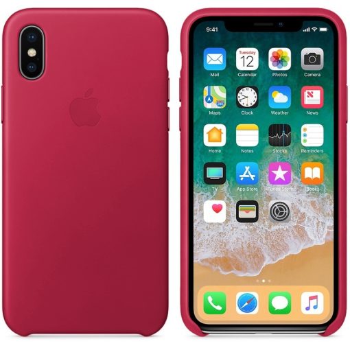 Apple iPhone X Läderskal Original Pink Fuchsia