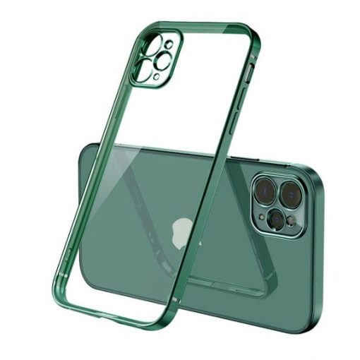 iPhone 12 Skal med Kameraskydd - Mörkgrön/transparent