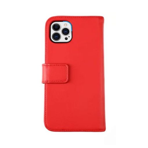 iPhone 12/12 Pro Plånboksfodral Genuint Läder - Röd