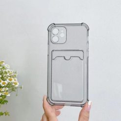iPhone 12 Shockproof Skal med Korthållare - Grå