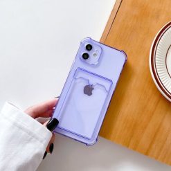 iPhone 12 Shockproof Skal med Korthållare - Lila