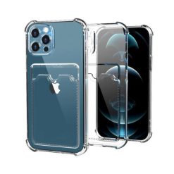 iPhone 12 Pro Shockproof Skal med Korthållare - Transparent