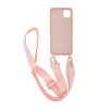 iphone 11 pro max silikonskal med rem halsband rosa 1