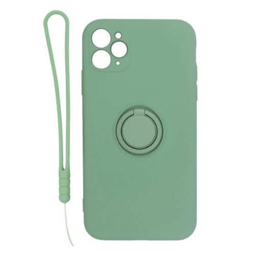 iPhone 11 Pro Max Skal i Silikon - Ringhållare - Grön