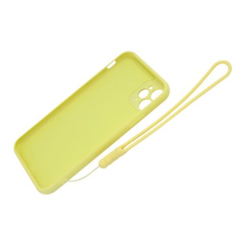 iphone 11 pro max silikonskal med ringhallare och handrem gul 1
