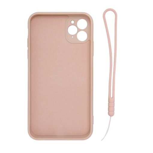 iphone 11 pro max silikonskal med ringhallare och handrem rosa 1