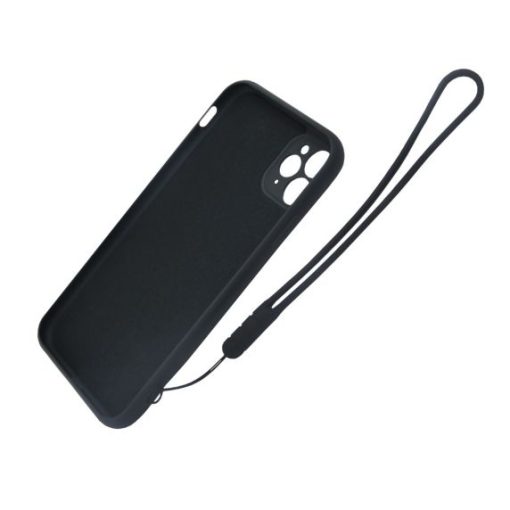 iphone 11 pro max silikonskal med ringhallare och handrem svart 2