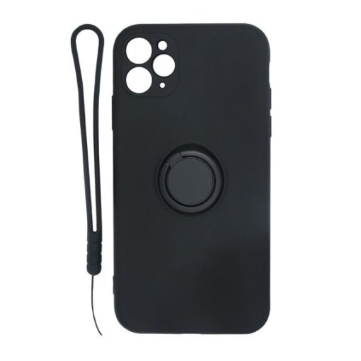 iPhone 11 Pro Max Skal i Silikon - Ringhållare - Svart