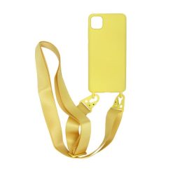 iphone 11 pro silikonskal med rem halsband gul