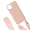 iphone 11 pro silikonskal med rem halsband rosa 3