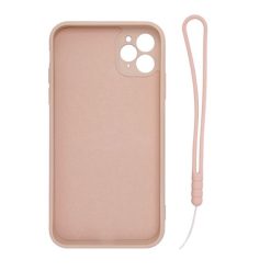 iphone 11 pro silikonskal med ringhallare och handrem rosa 1