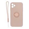 iPhone 11 Pro Silikonskal med Ringhållare och Handrem - Rosa