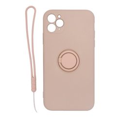 iPhone 11 Pro Silikonskal med Ringhållare och Handrem - Rosa