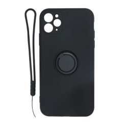 iphone 11 pro silikonskal med ringhallare och handrem svart