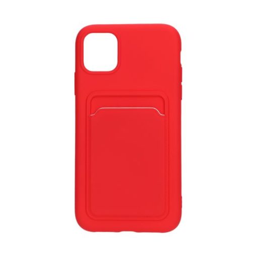 iPhone 11 Silikonskal med Kortfack - Röd