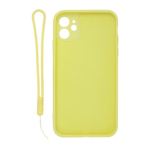 iphone 11 silikonskal med ringhallare och handrem gul 2