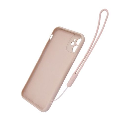 iphone 11 silikonskal med ringhallare och handrem rosa 2