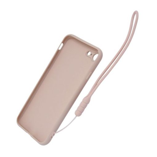 iphone 7 8 se 2020 2022 silikonskal med ringhallare och handrem rosa 2