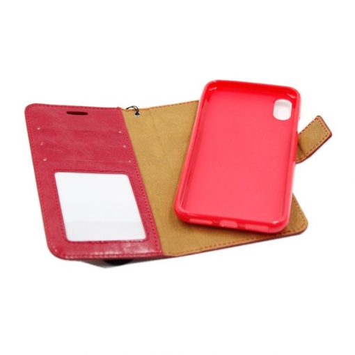 iPhone XS/X Plånboksfodral med Skal - Nappaläder - Röd