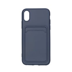 iPhone X/XS Silikonskal med Kortfack - Blå