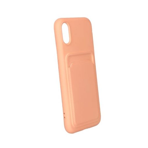 iphone x xs silikonskal med korthallare rosa 2