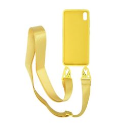 iphone x xs silikonskal med rem halsband gul 1