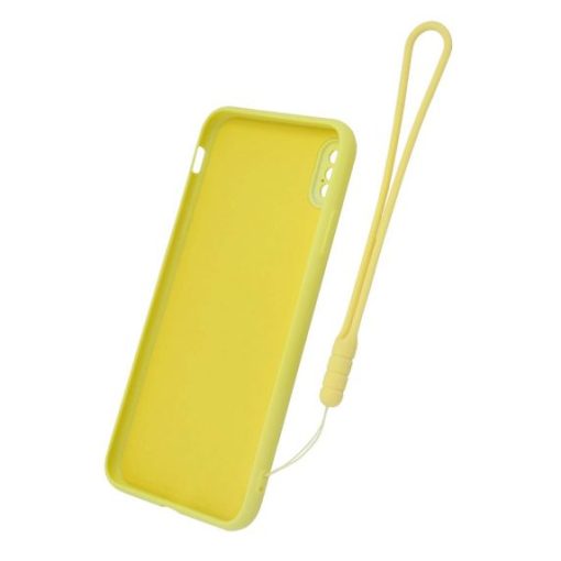 iphone x xs silikonskal med ringhallare och handrem gul 2