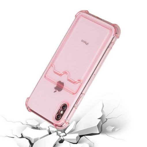 iphone x xs stottaligt skal med korthallare rosa 3