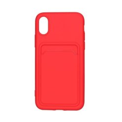 iPhone XR Silikonskal med Kortfack - Röd