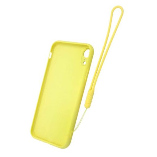 iphone xr silikonskal med ringhallare och handrem gul 2